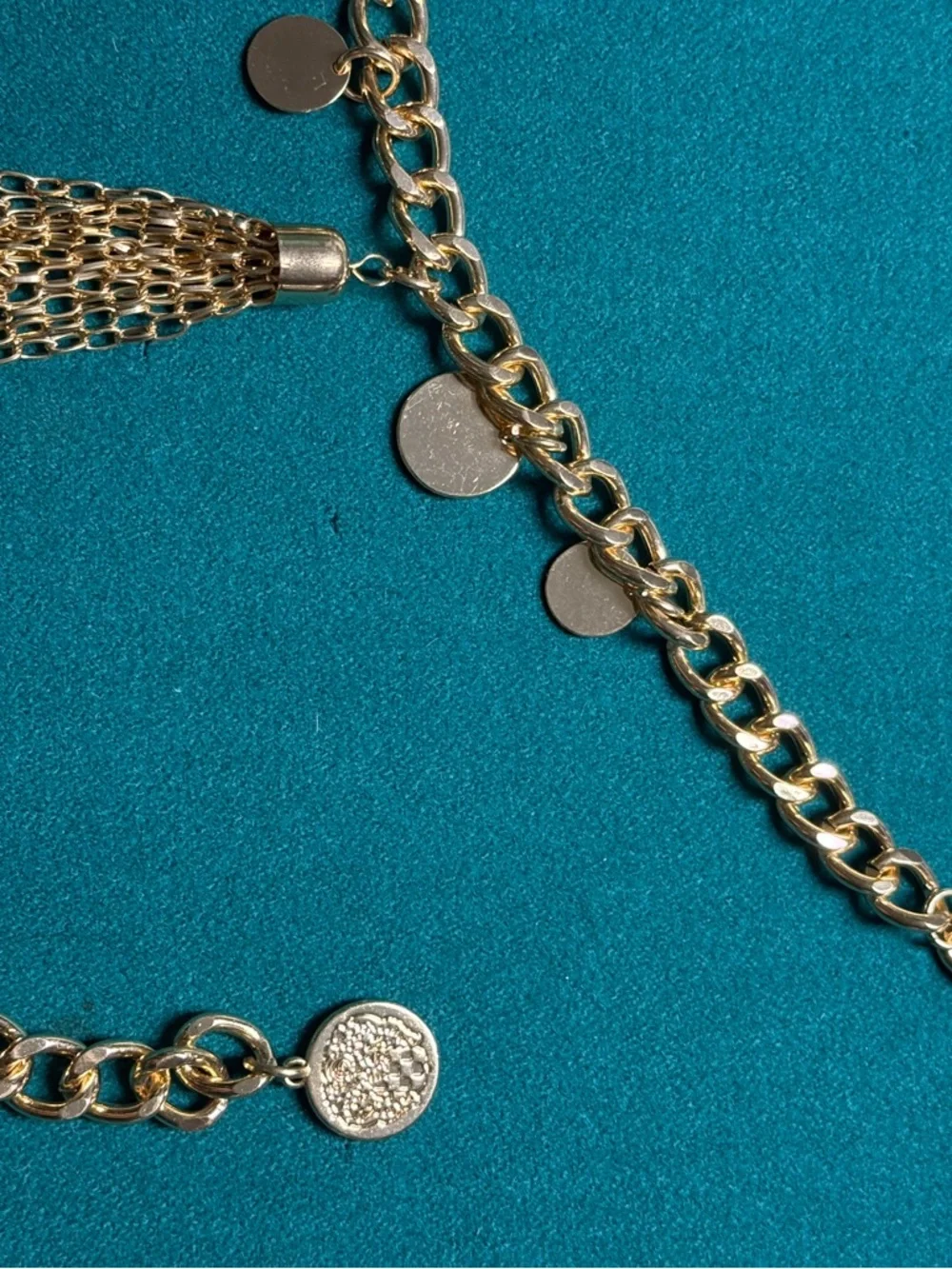 Vince Camuto Coin Charm Draped Chain Belt